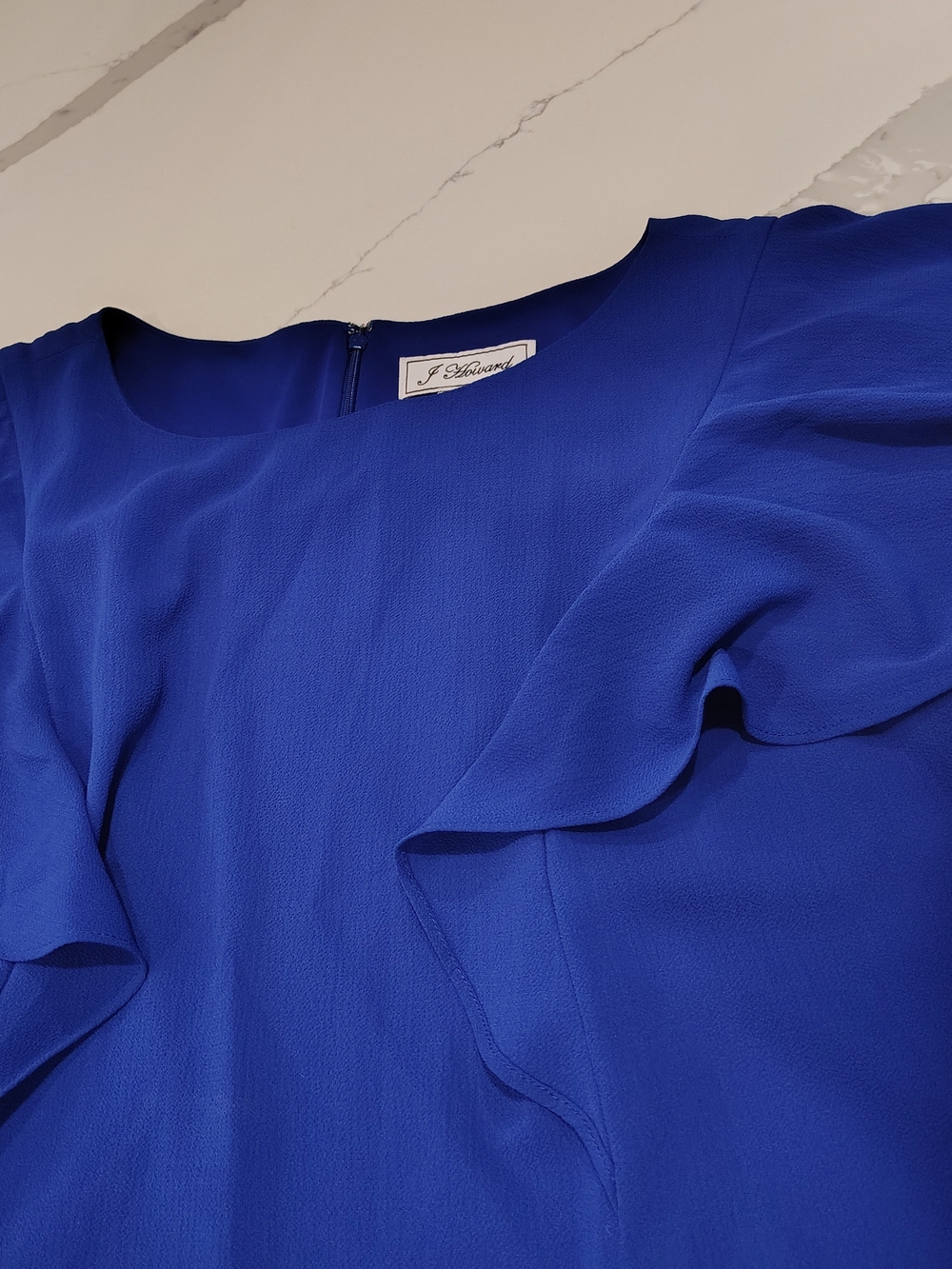 J. Howard Royal Blue Ruffle Lightweight Summer Flattering Midi Dress Size 14